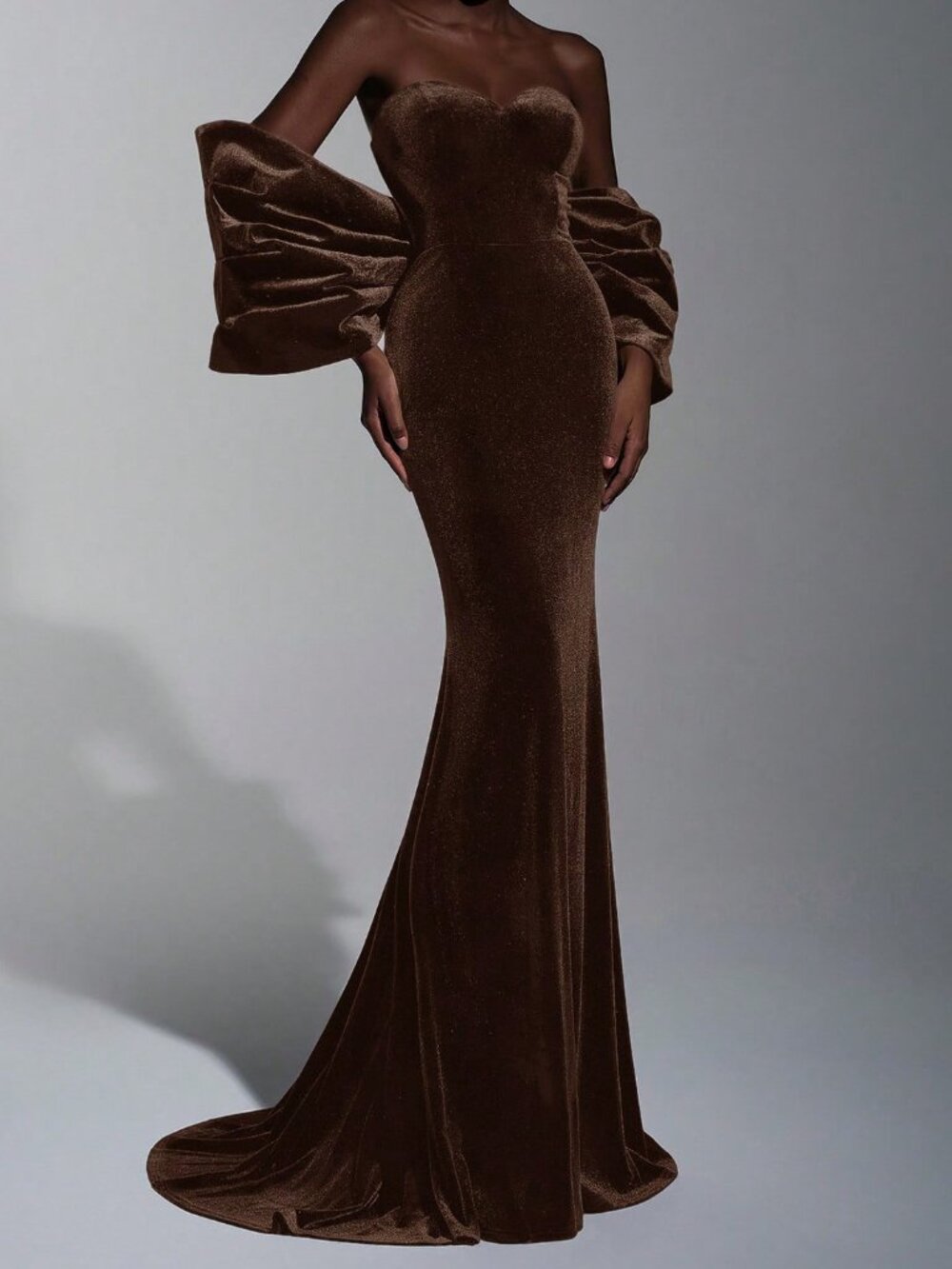Coffee Brown Elegant Women's Backless Formal Dress